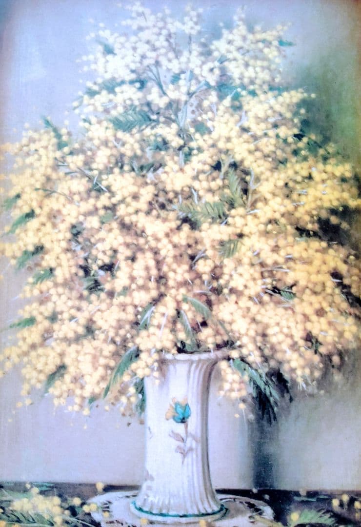 イタリア製のアンティーク風木製花絵