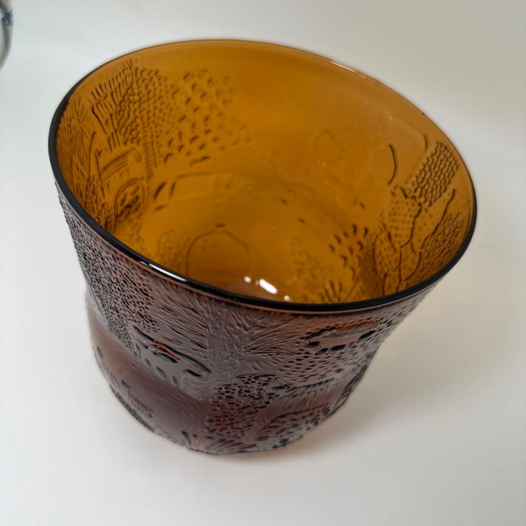 廃盤　レア オイバトイッカ　ファウナ　花瓶　器　ガラス　16cm ブラウン