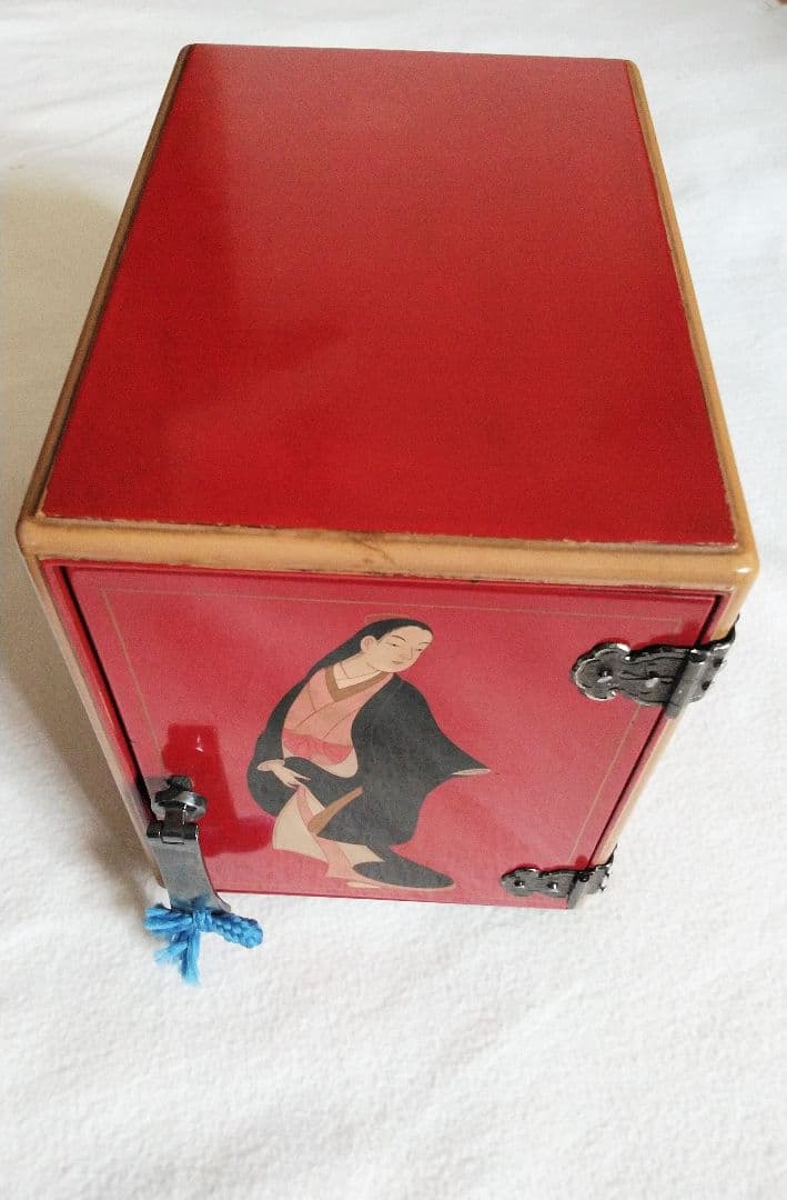 本漆塗り、浮世絵美人画小物入れ【昭和天皇へ作品献上者の作品】