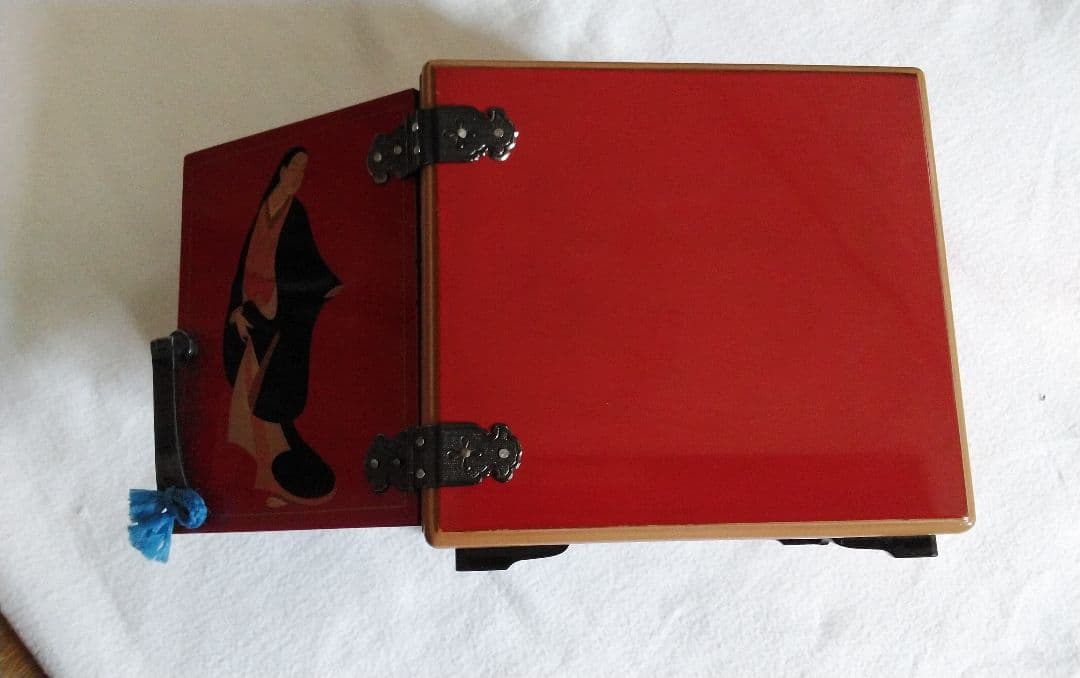 本漆塗り、浮世絵美人画小物入れ【昭和天皇へ作品献上者の作品】