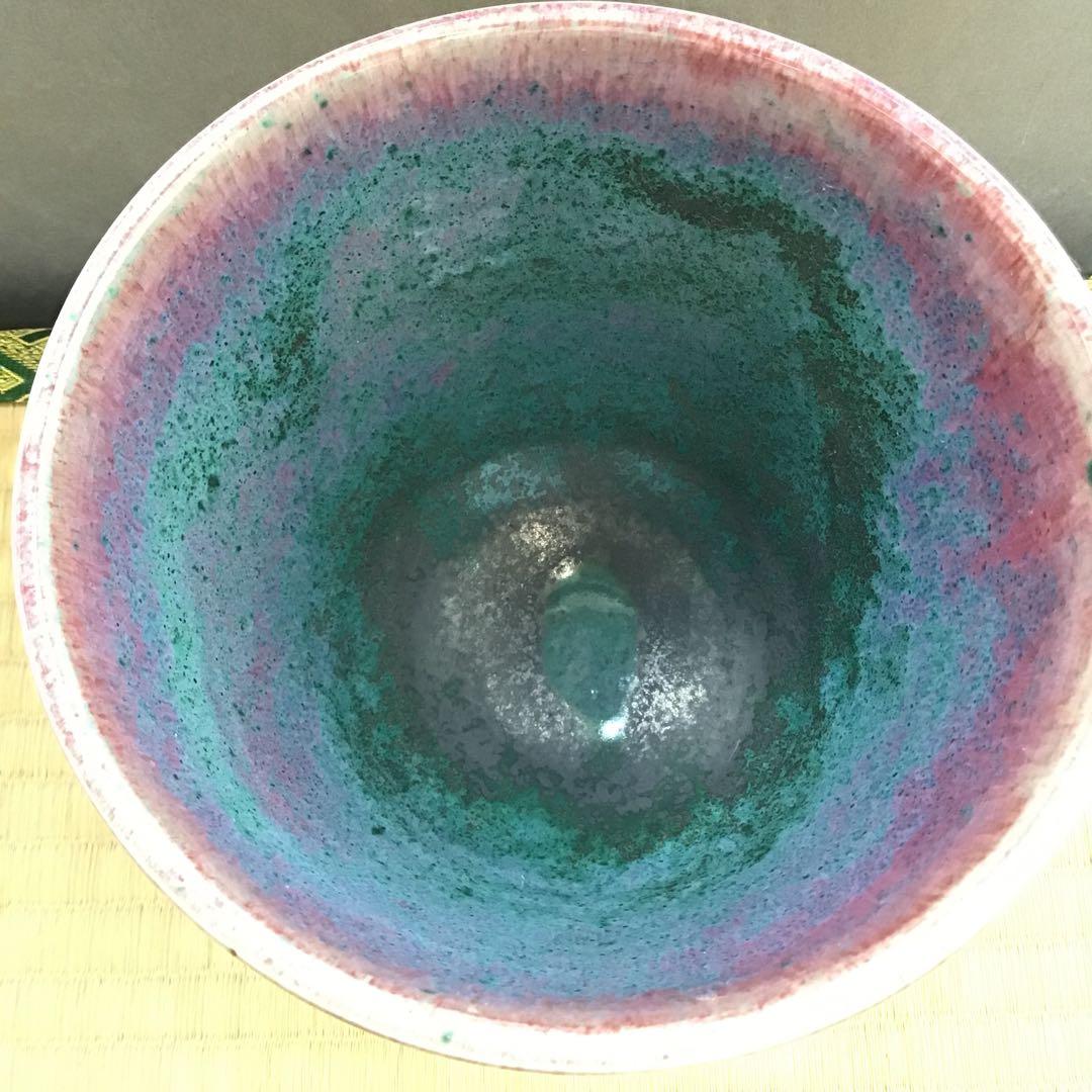 茶道具　建水　辰砂　南渓山窯　発色美　姜寿華　カンスウファ造　共箱　S222KS