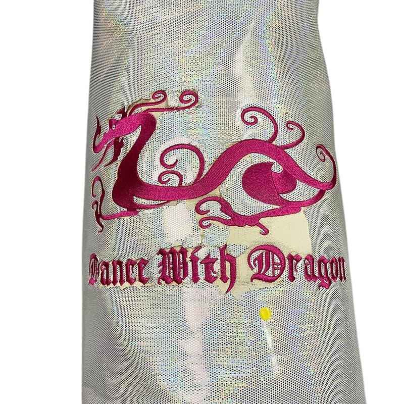 ダンスウィズドラゴン キャディバッグ ホワイト ピンク ラメ ゴルフ 刺繍