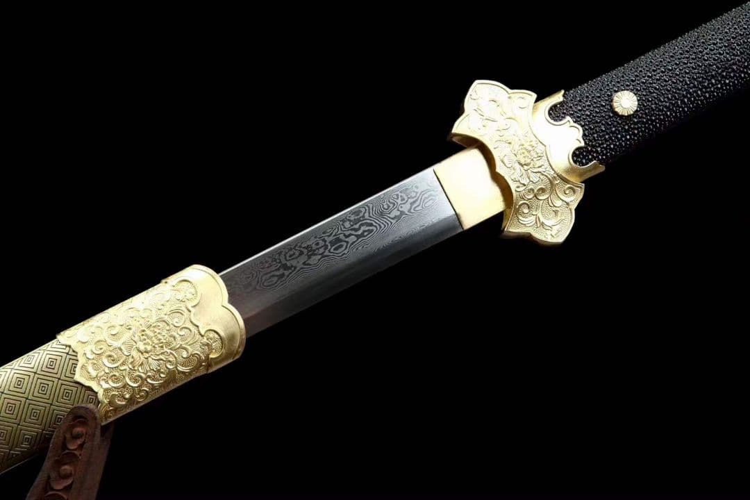 黄銅鞘―傾国牡丹唐刀（亮銅金）古兵器 武具　刀装具　日本刀　模造刀 居合刀