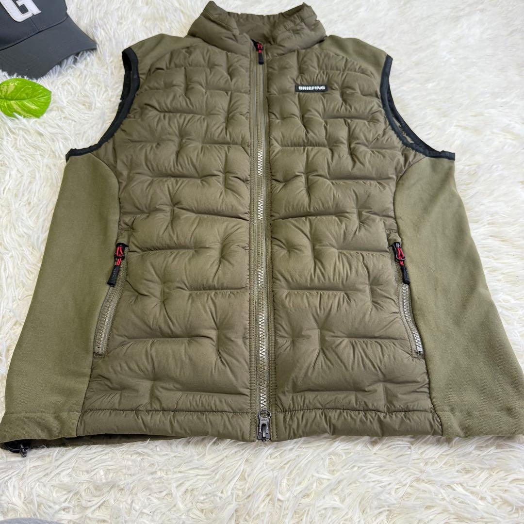 【ブリーフィングゴルフ】極美品 ハイブリッド ダウンベスト カーキ Mサイズ