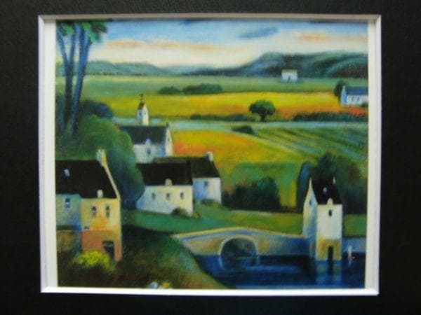 黒木 邦彦 【橋のある風景】 希少画集画、状態良好、新品高級額装付