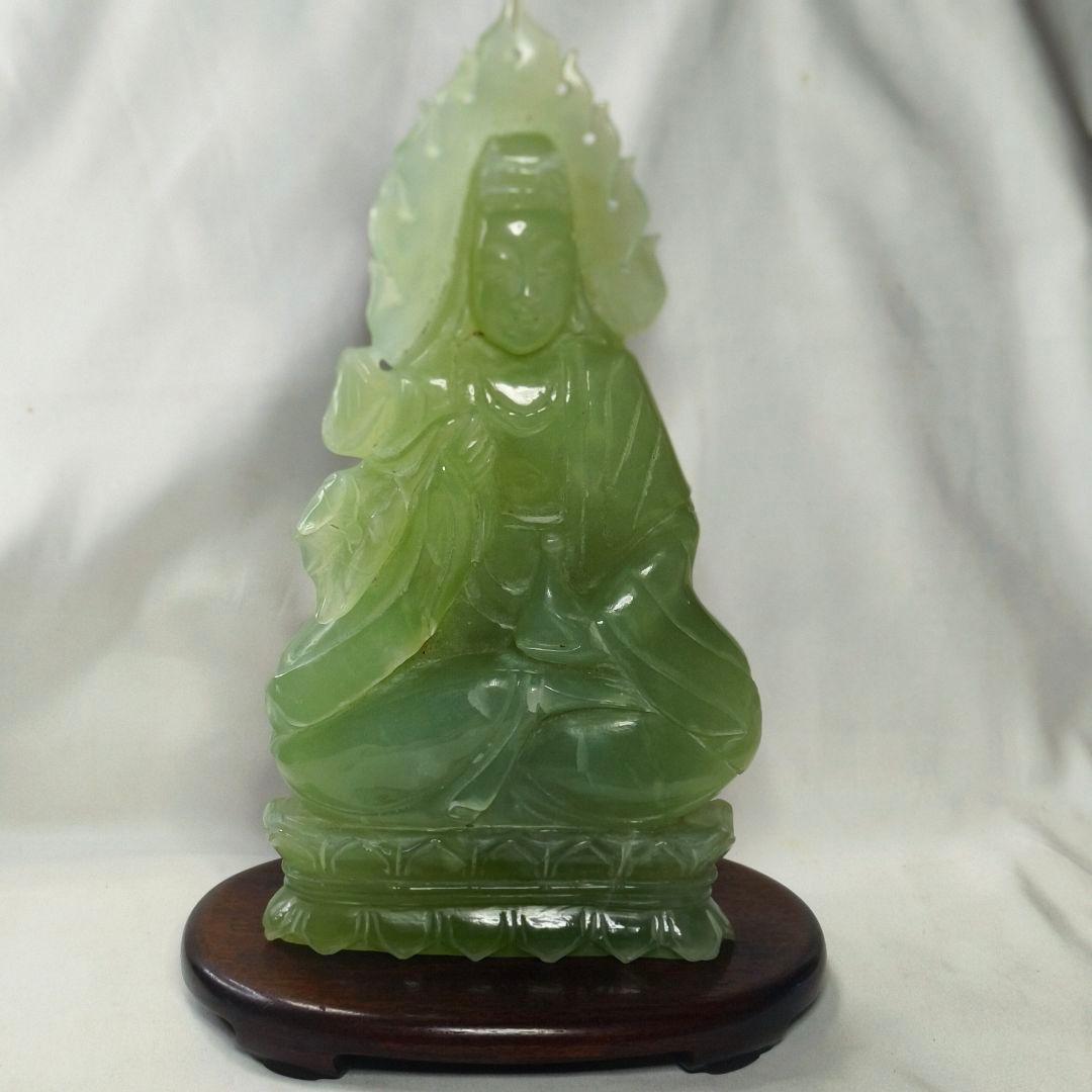 中国骨董 玉観音 天然石 手彫り 仏教美術 コレクター放出 風水グッズ 時代物