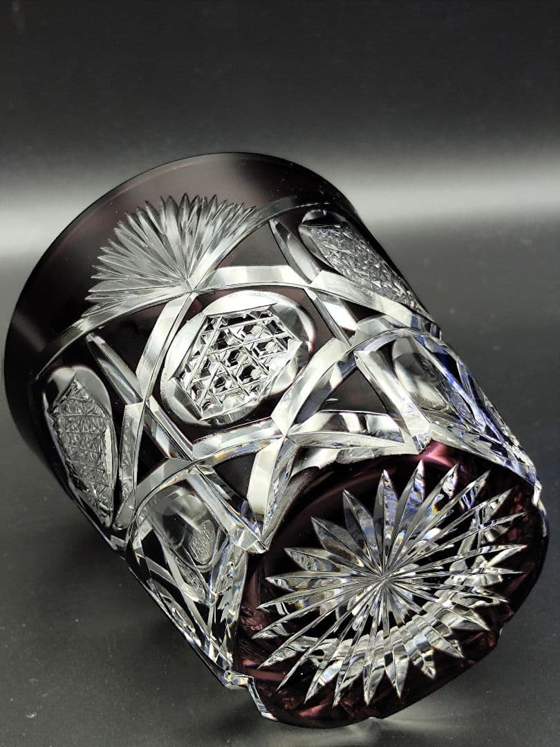 未使用☆江戸切子 瀧澤利夫 ペアロックグラス（切子、江戸切子、薩摩切子）