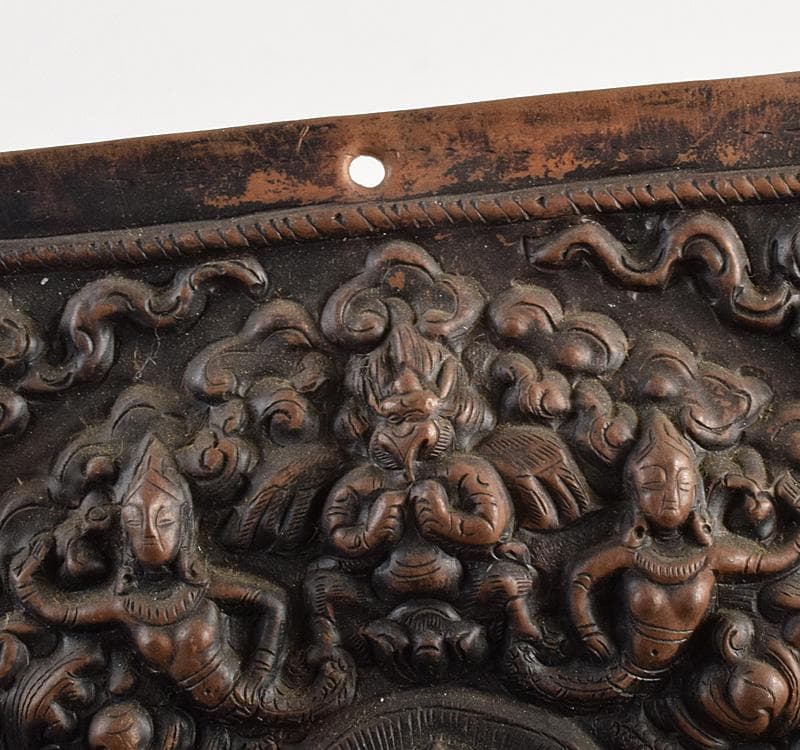 仏教美術　古銅　掛け仏　銅板レリーフ　額装　V　R4916