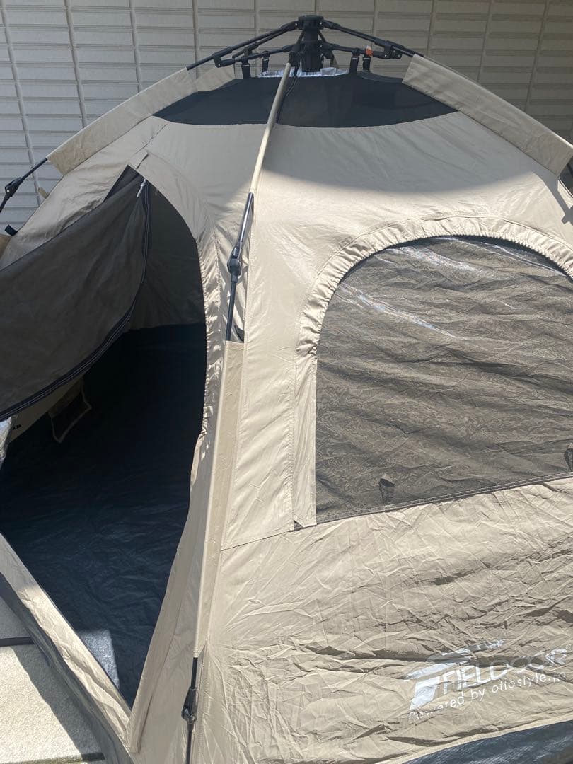 限定！無くなり次第終了！ FIELDOORワンタッチテント　ベージュ