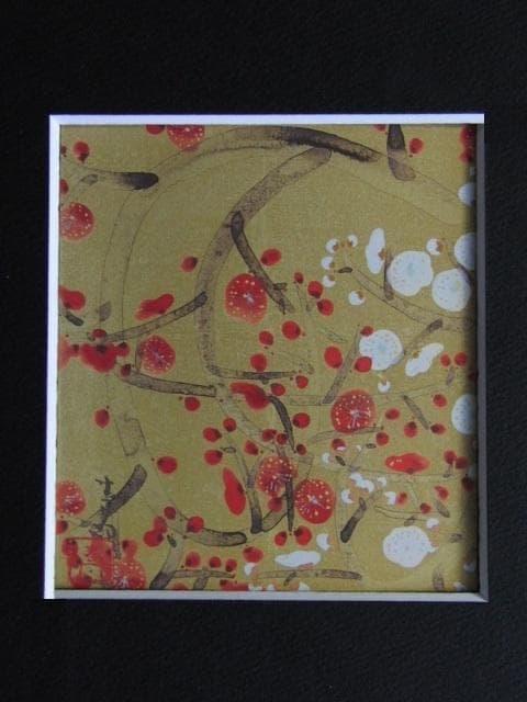 前田青邨、【紅白梅】、希少画集画より、状態良好、新品高級額装付