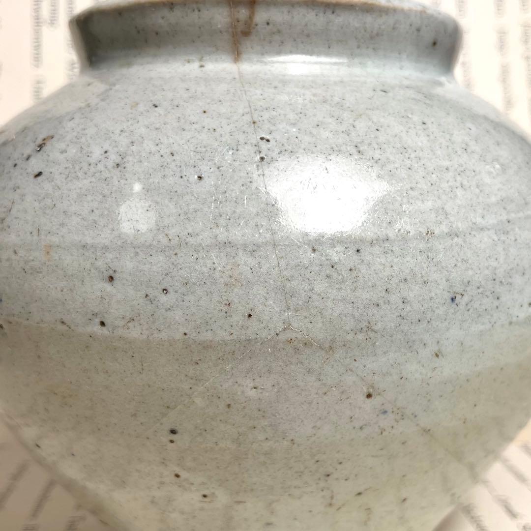 李朝 白磁 塩笥 壺 骨董 民藝 グレー