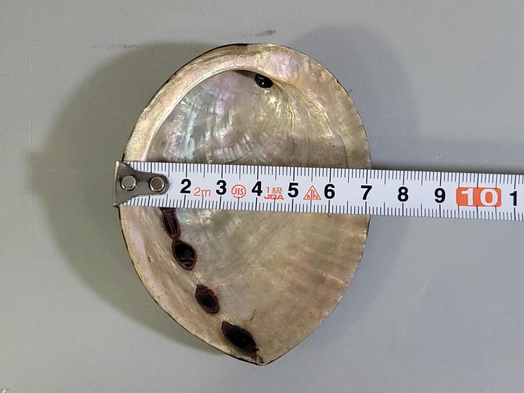 鮑 漆沈刻 花草紋 盃 提げ物 根付 時代物 DT611