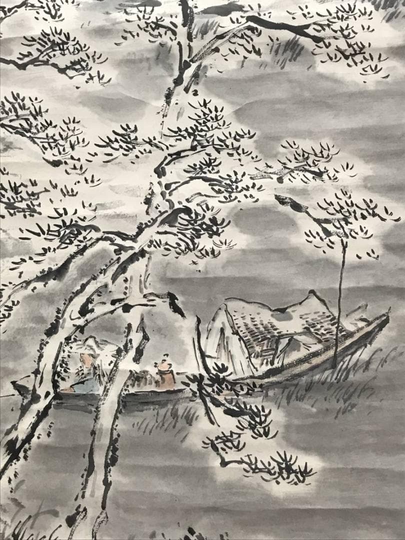 【真作】佐野蘆水/寒江漁楽図/山水図/雪景図/掛軸/名家伝来/AC-689