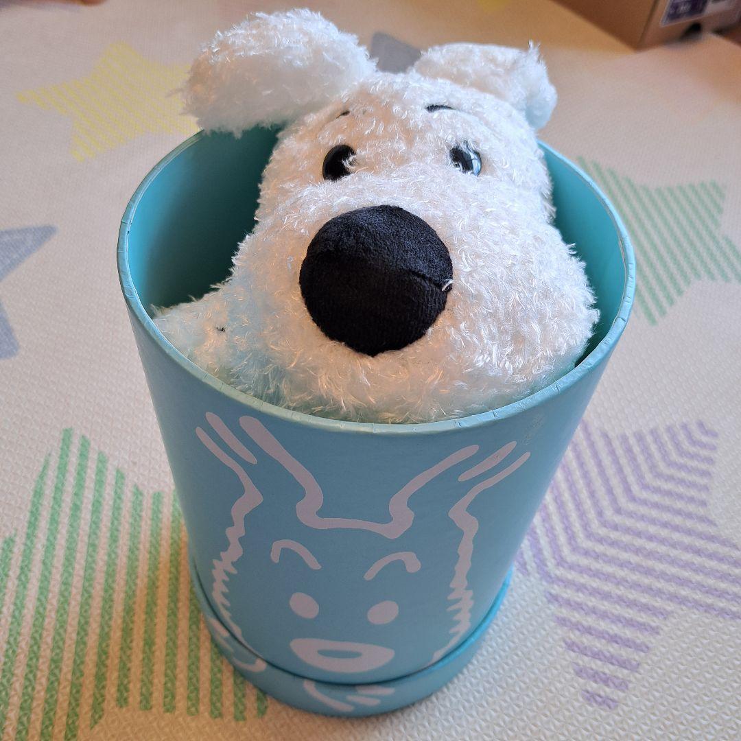 タンタンの冒険　スノーウィ　犬　ぬいぐるみ　TINTIN 白い　箱付き　筒