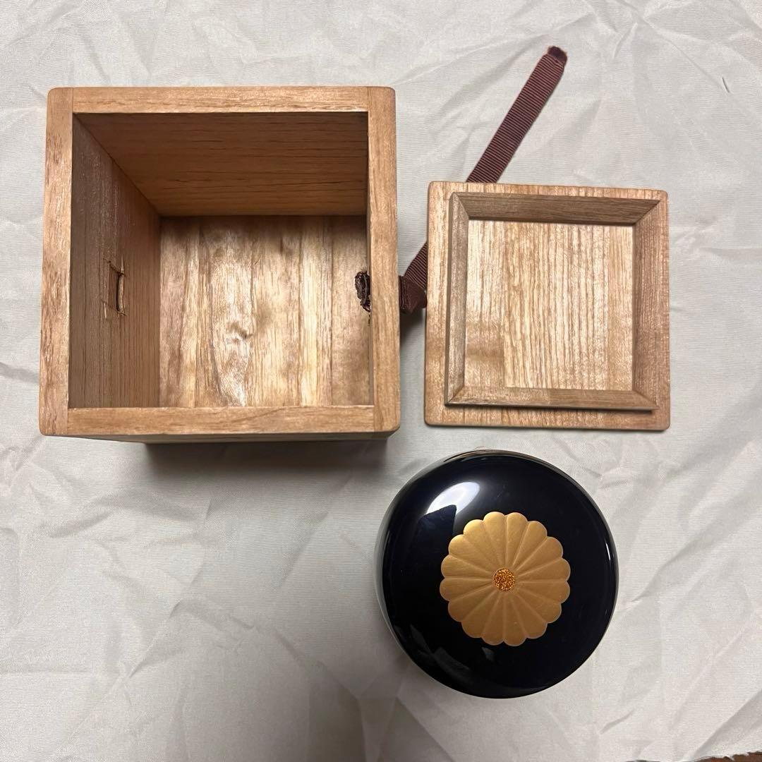 茶道具　輪島塗　藤野松香作　螺鈿細工 菊紋　棗 利休　茶道具 金箔装飾　共箱