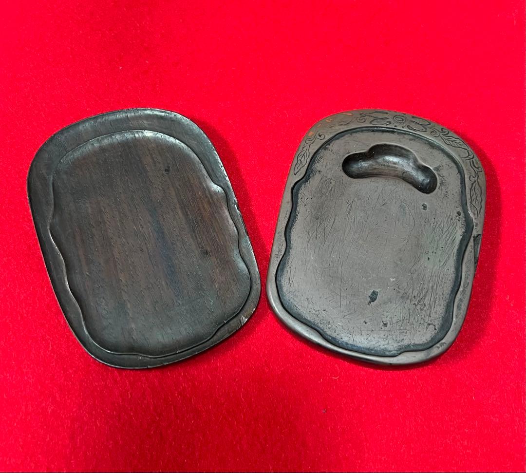 中國美術 古玩 蟹紋樣彫刻 硯 唐木 書道具 横行千里