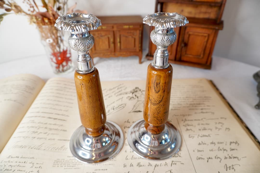 イギリス ヴィンテージ キャンドルスタンド 2本セット