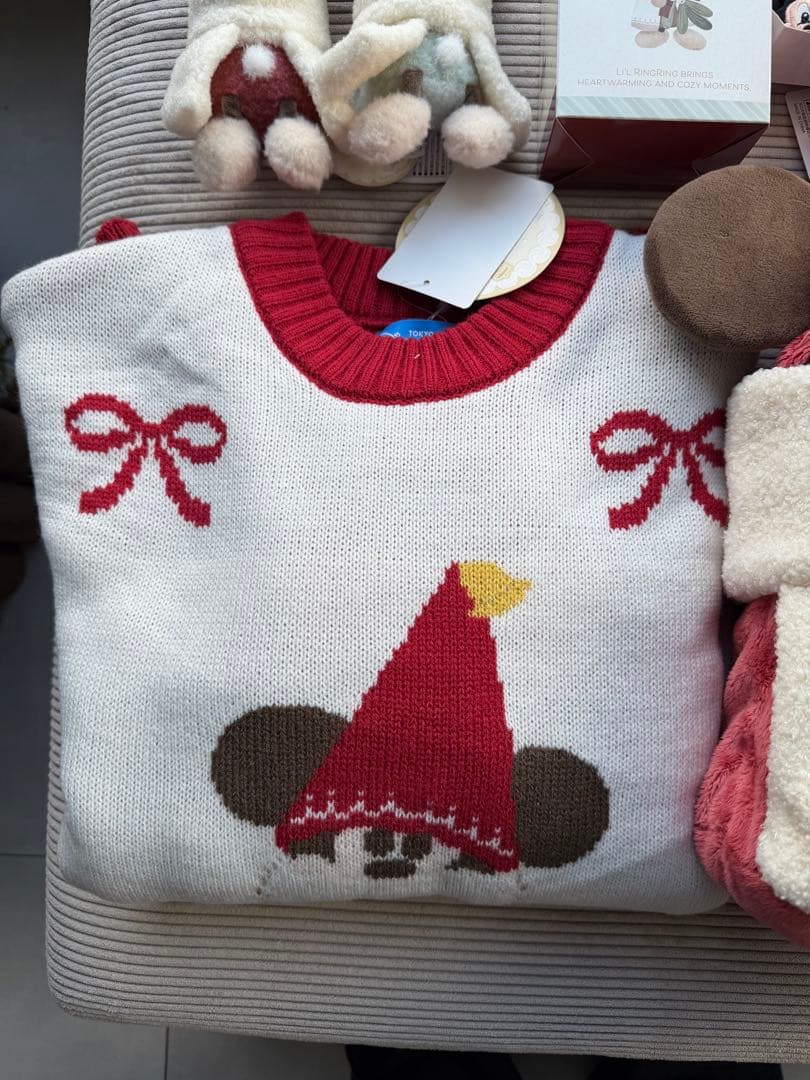 Disney ディズニー リルリンリン/ぬいぐるみバッチ青・赤/セーター/リング