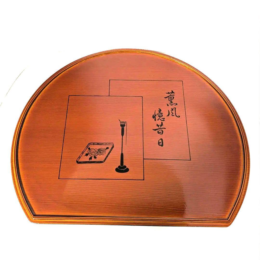 懐石膳　伊勢物語　春慶塗　半月盆　　古物　淡々斎好　10枚組