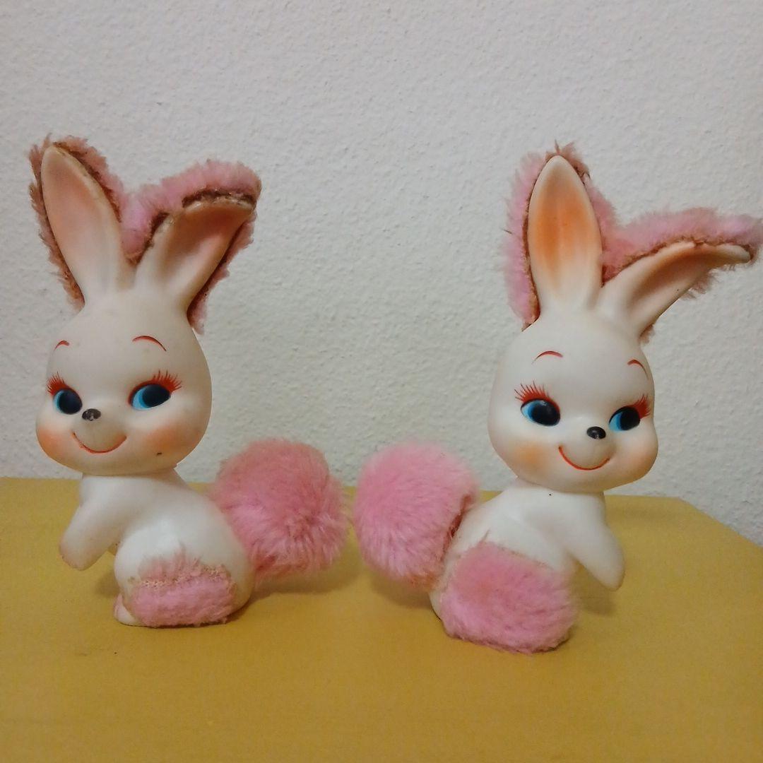 ヴィンテージ　昭和レトロ　イースターウサギ　ソフビ人形　２体セット品