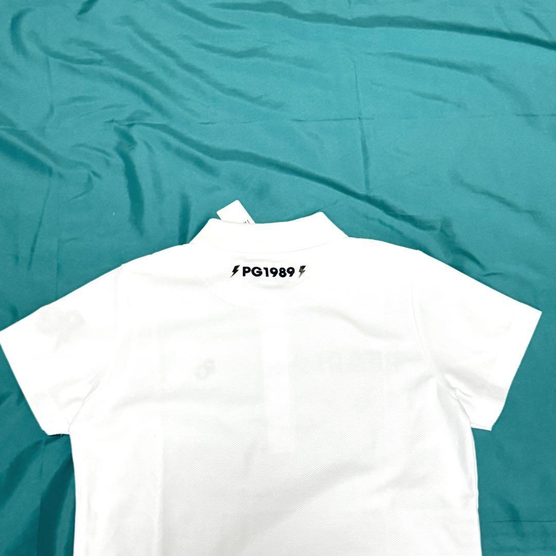 新品タグ付 パーリーゲイツ ゴルフポロシャツ 白 雷柄 日本製　0 22年モデル