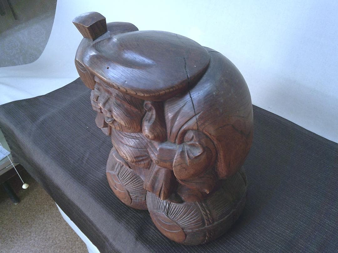 家宝に！【木彫り　大黒様　欅製大振り　飾り映え・K48・骨董】縁起物恵比寿　鑑賞