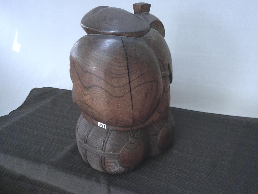 家宝に！【木彫り　大黒様　欅製大振り　飾り映え・K48・骨董】縁起物恵比寿　鑑賞