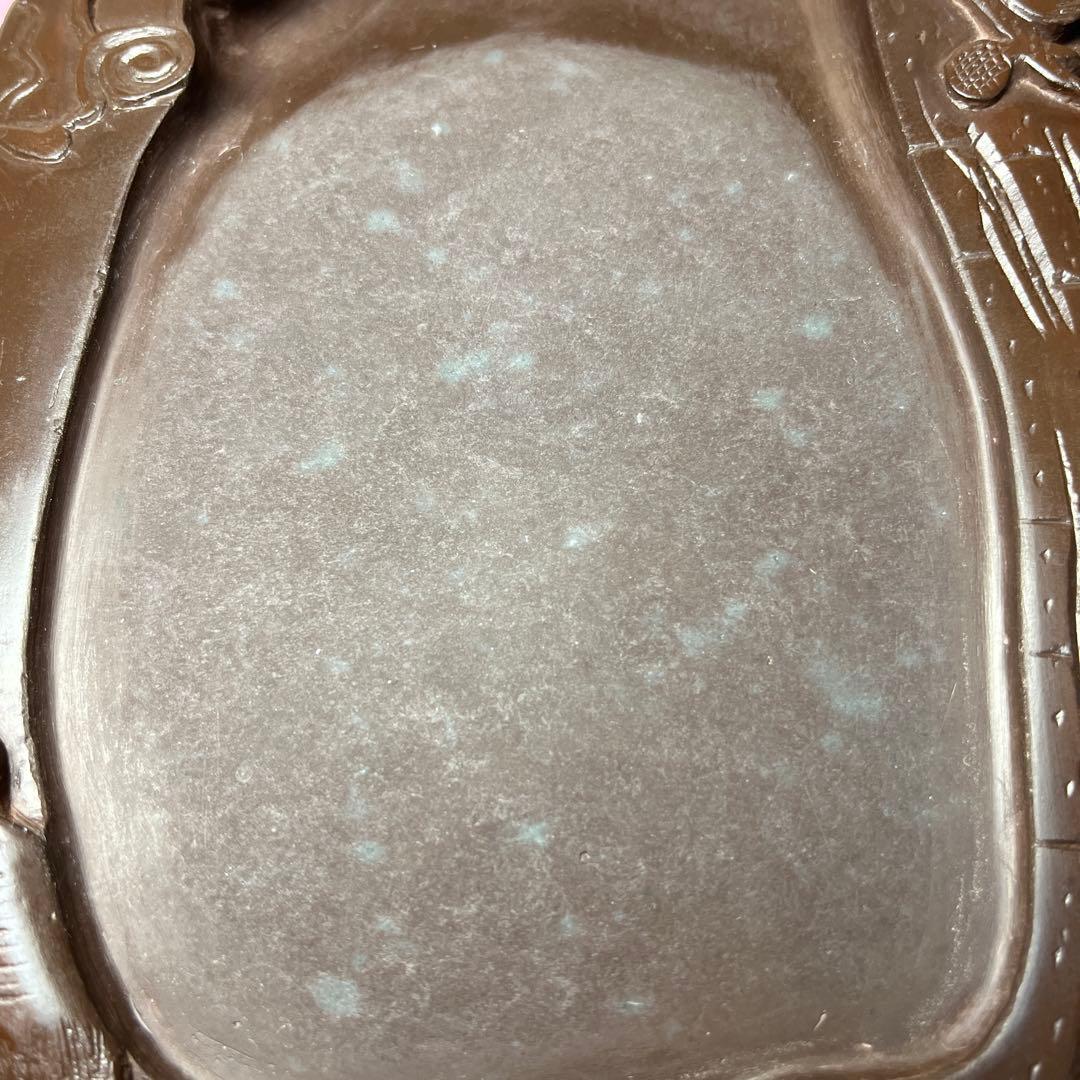 ⭕️赤間硯　曻進堂謹製　永久松鶴亀彫刻　美品　21cm超2kg超　大型　古硯