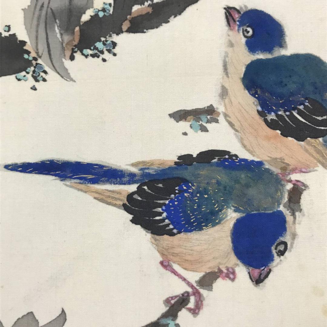 作者不詳/枇杷に小禽図/ビワ図/掛軸/名家伝来/AC-135