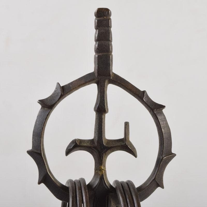 仏教美術　銅製　仏具　遊環　錫杖　箱付　C　8715