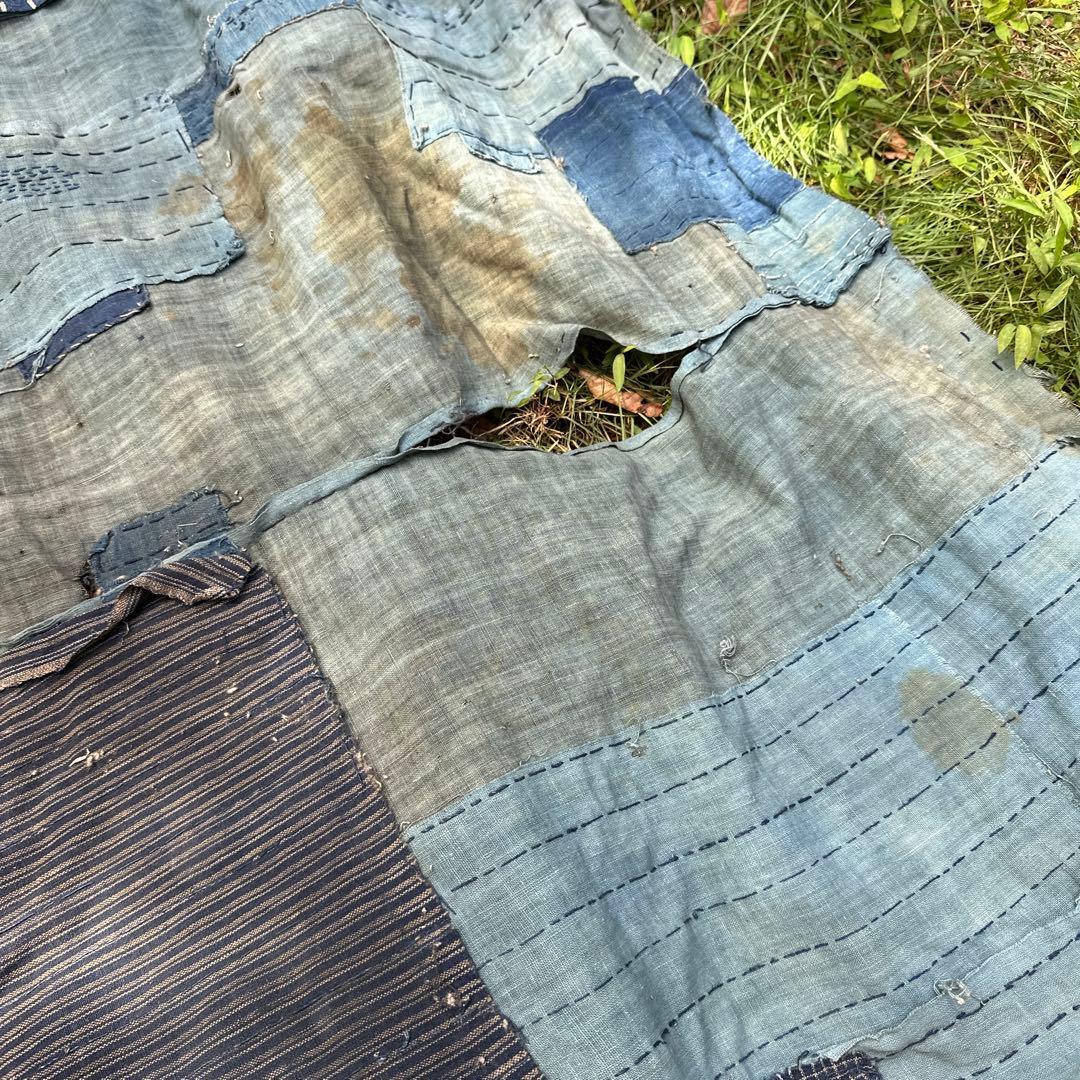 【蔵出し】藍染 BORO 古布 ボロ布 1555mm×1555 つぎはぎ　刺子