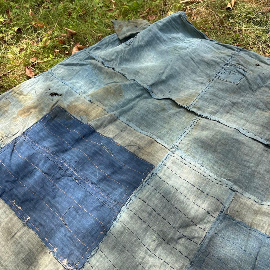 【蔵出し】藍染 BORO 古布 ボロ布 1555mm×1555 つぎはぎ　刺子