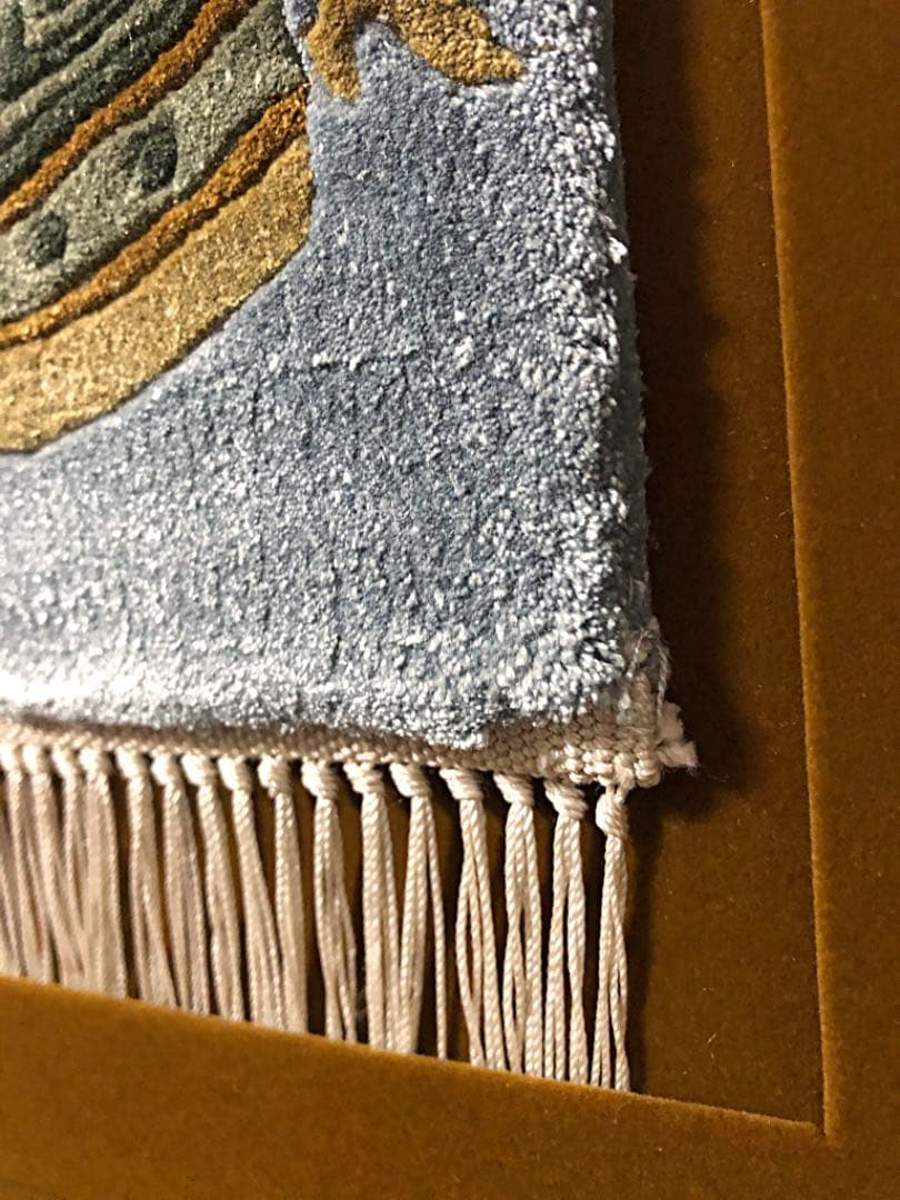 絵画 稀少 限定 小型 饕餮文 青銅鐸紋 中国段通 額装 タペストリー