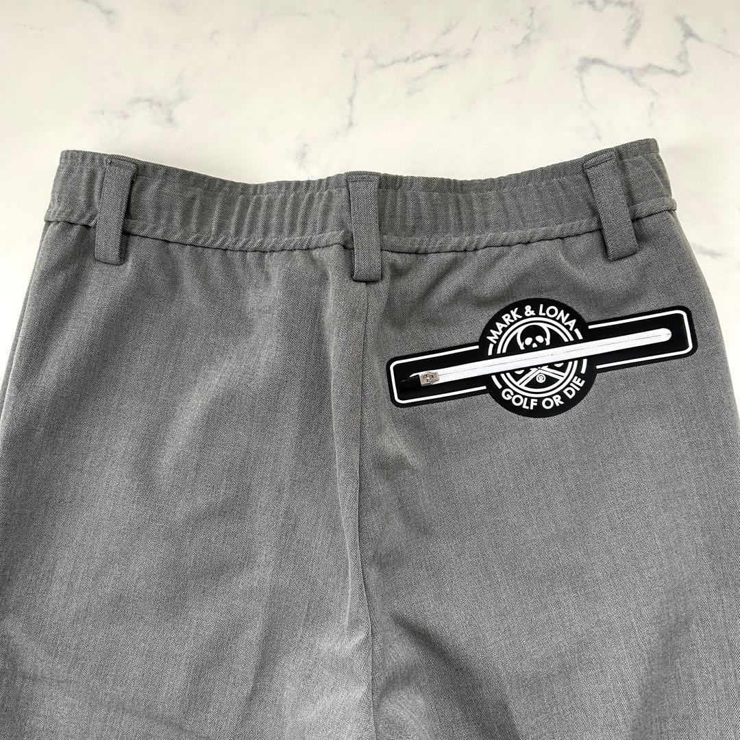 極美品 マークアンドロナ 2023年 ゴルフパンツ ラバーロゴ 裏起毛 グレー