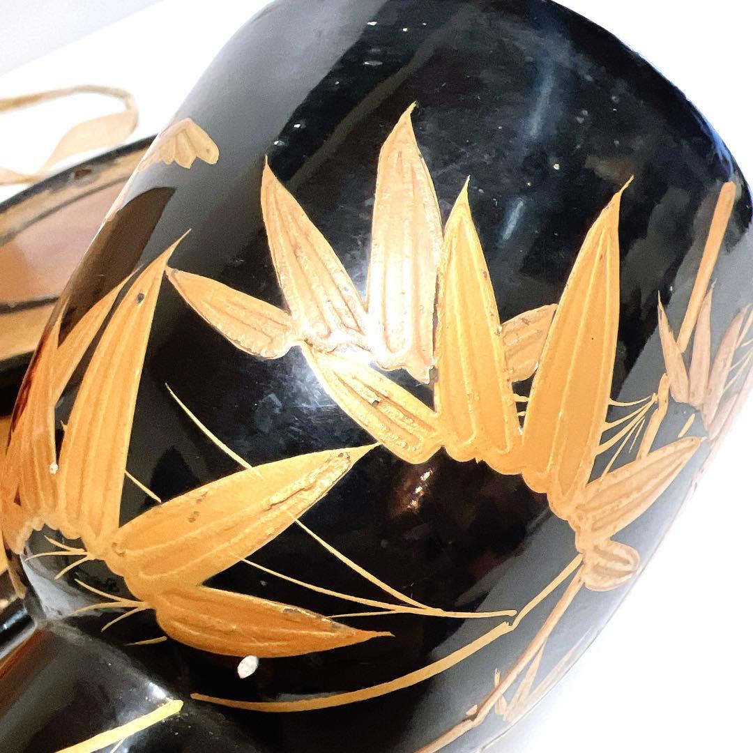 【希少】鼓　蒔絵　小鼓　胴　和楽器　漆塗り　伝統芸能　能 歌舞伎　竹雀　金彩