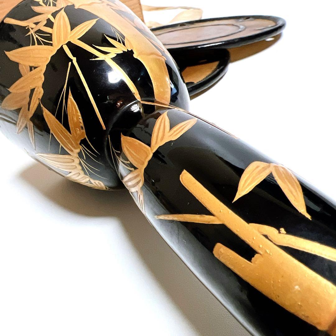 【希少】鼓　蒔絵　小鼓　胴　和楽器　漆塗り　伝統芸能　能 歌舞伎　竹雀　金彩