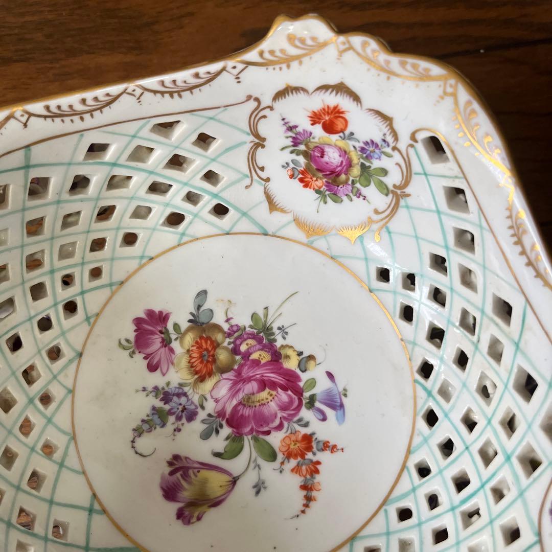 年末期間限定最終処分特価超レアドレスデン素敵菓子器　フルーツ盛りインテリア最上級