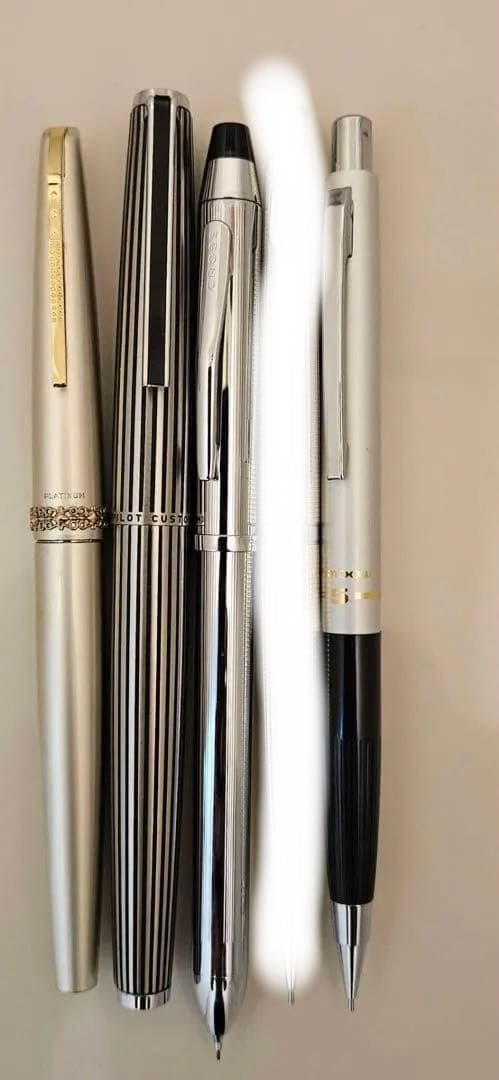ケース•インク付/[万年筆]パイロットカスタム＆プラチナ&シャーペ2本/4セット