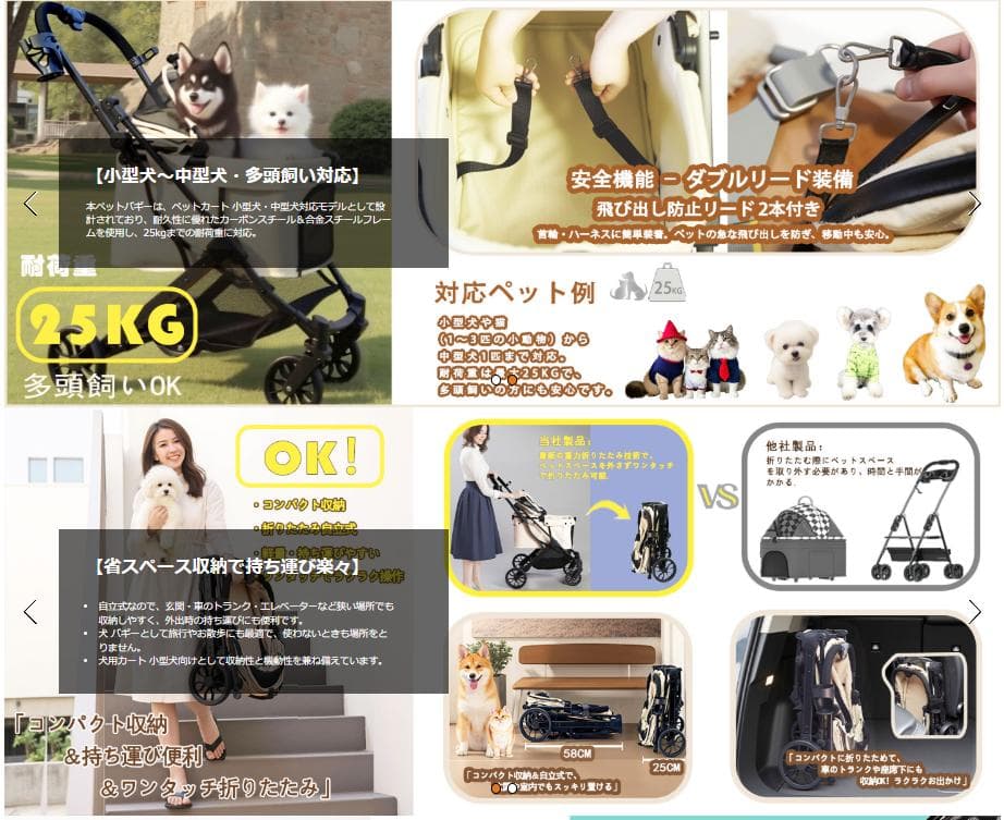 【YONEBO】ペットカート 小型犬 中型犬 対応 折りたたみ式 ペットバギー