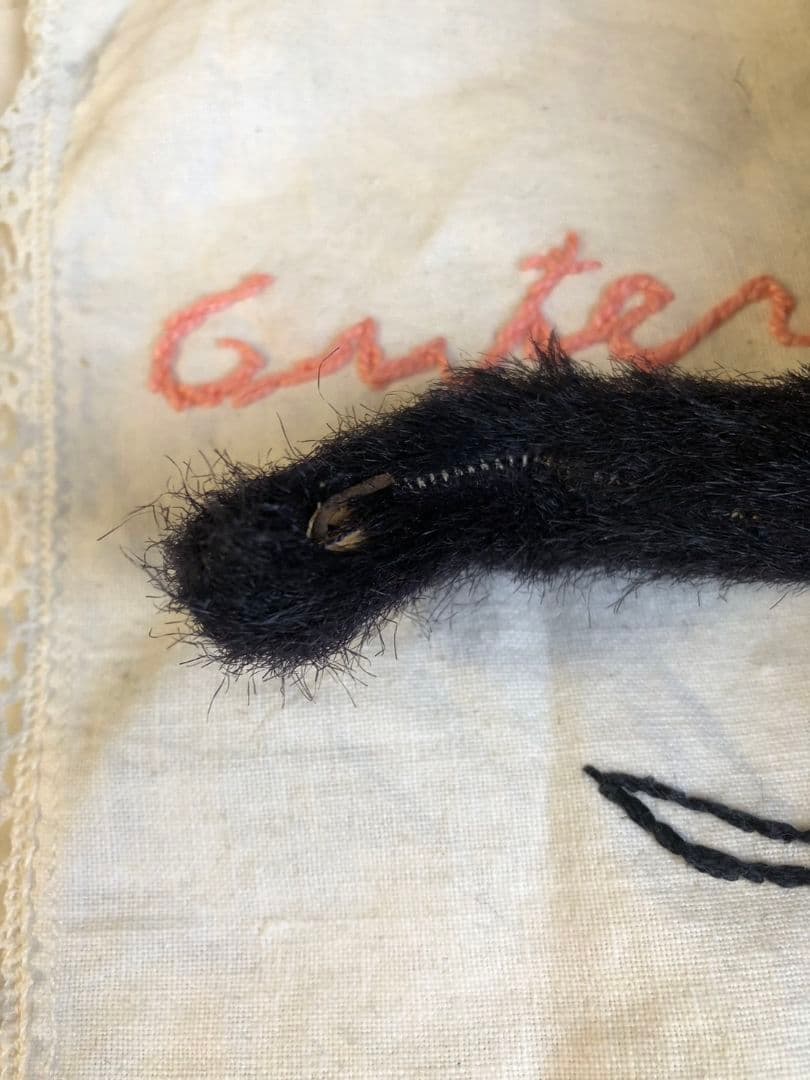 アンティーク ドイツ製 グリーンお目々の黒猫ちゃん テディ