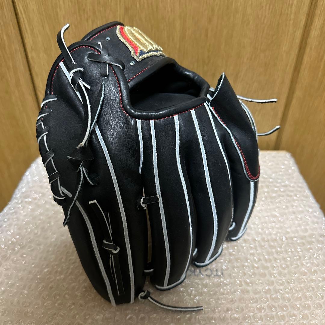 軟式野球グローブ 黒 ストライプ レザー