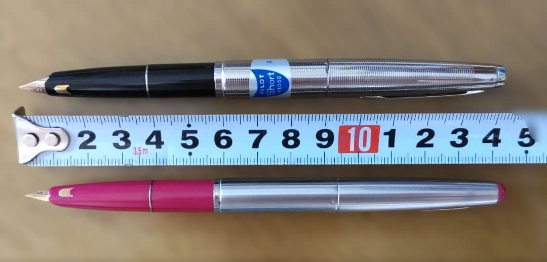 PILOT伸縮式万年筆「パイロットショート」14K黒 ピンクセット