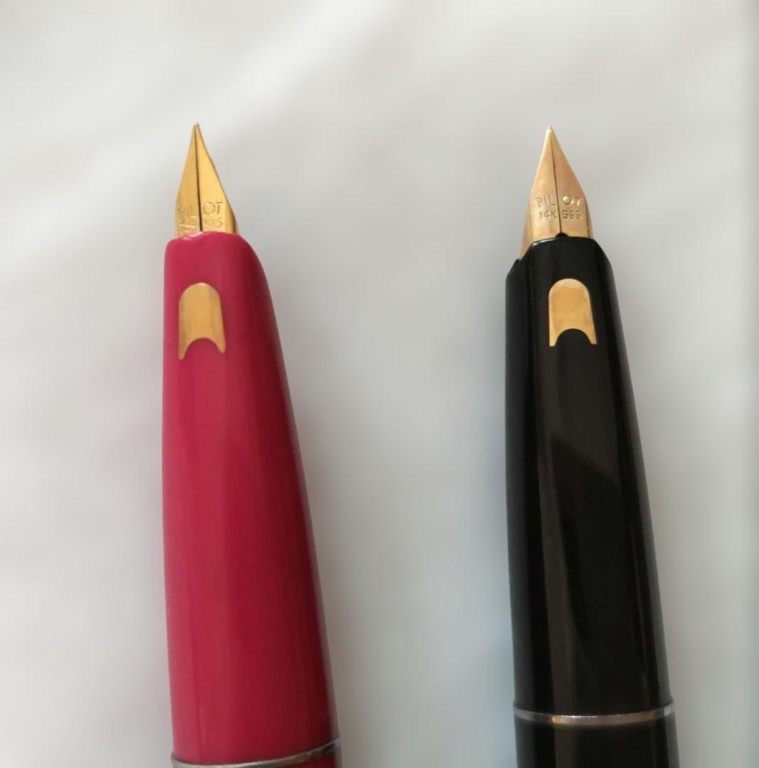 PILOT伸縮式万年筆「パイロットショート」14K黒 ピンクセット