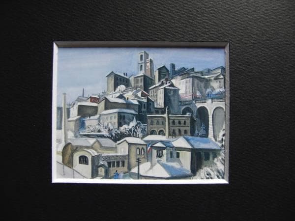 中西 利雄、雪の風景、希少な額装用画集より、美品、新品額装付