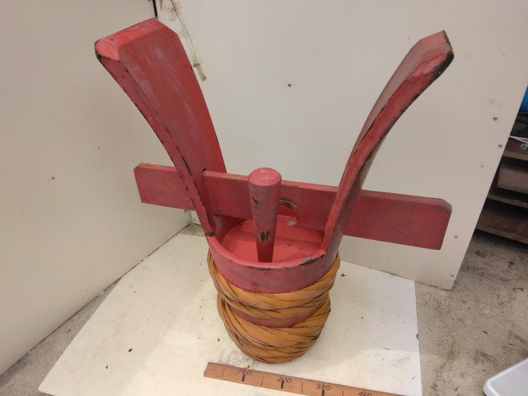 角樽（つのだる）朱塗り　一対　ツノダル　珍品　骨董品　コレクション　インテリア