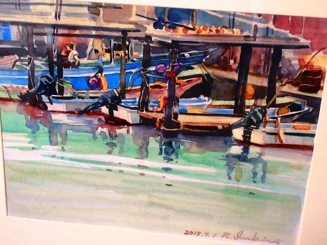 釣り船屋 水彩画 2015年 F6サイズ原画