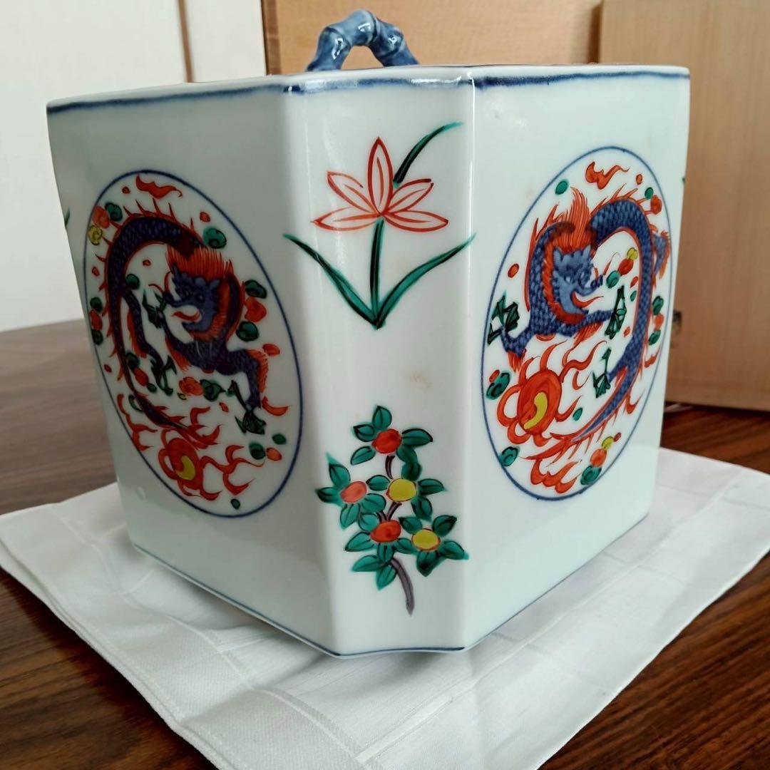 西村徳泉　万歴龍　水指　四方角切