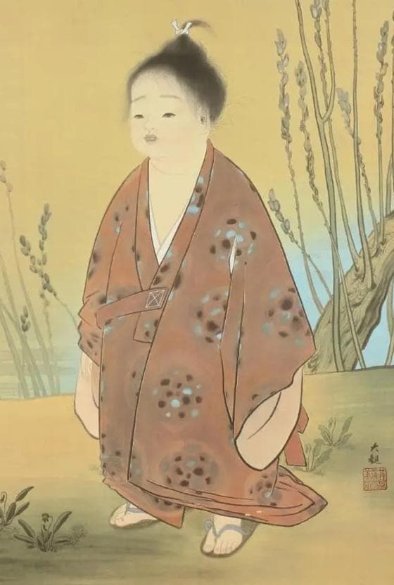 【複製画】掛軸 横山大観『無我』絹本 共箱付 掛け軸 b9374