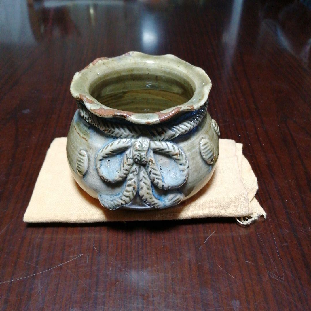 瀬戸焼　加藤春岱　宝袋形建水　12cm　江戸後期〜明治期