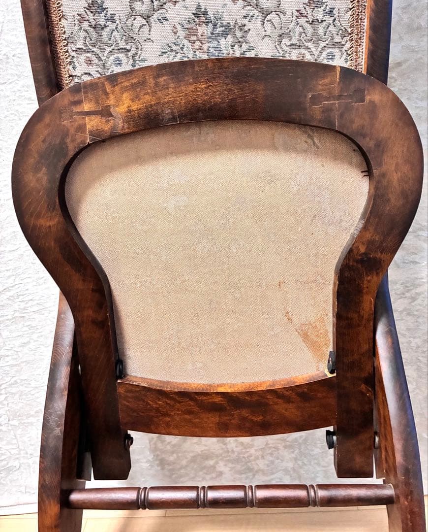 アンティーク ゴブラン織 ロッキングチェア ロココ調 折り畳み椅子 【送料込】